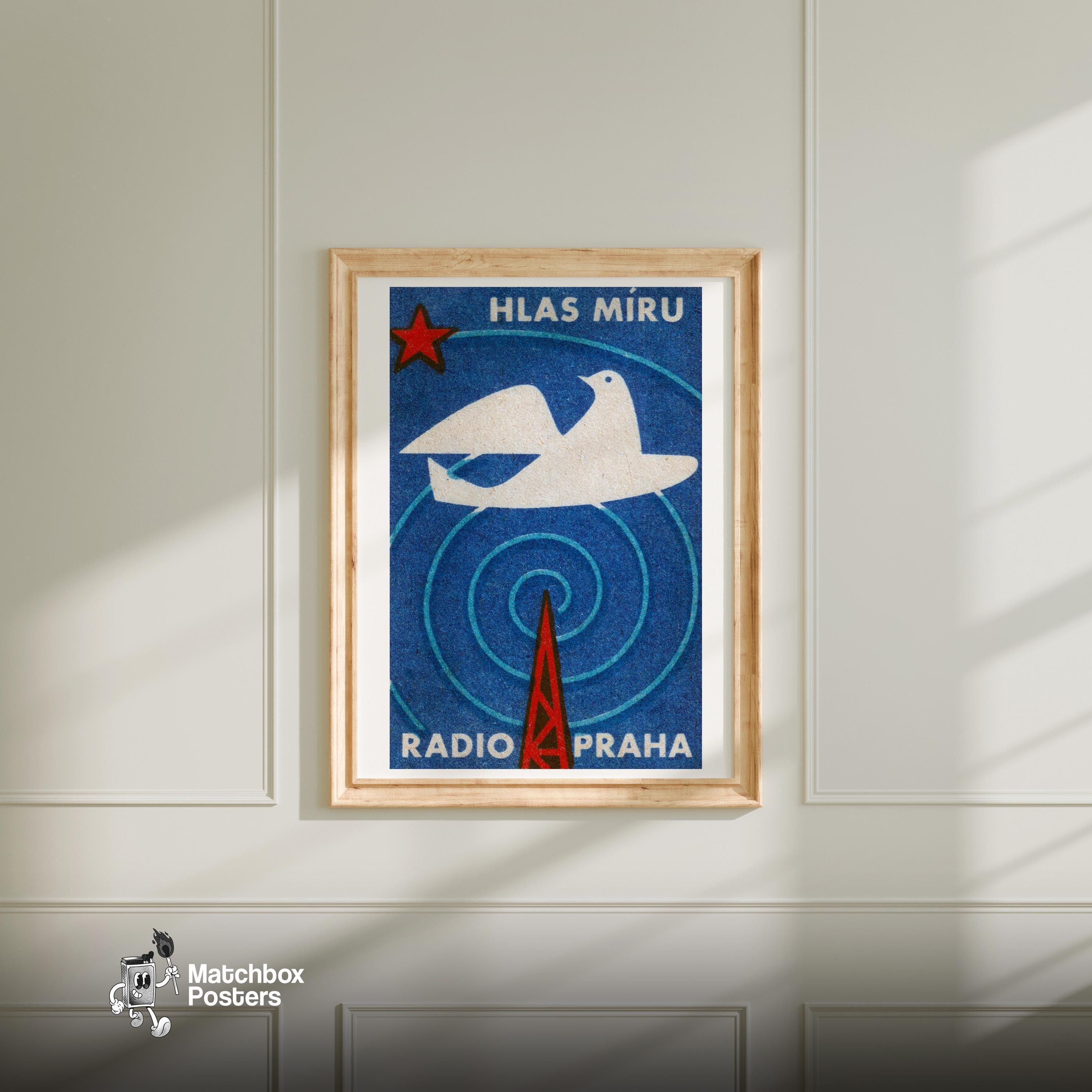 Radio Praha Voice of Peace Dove - Matchbox Print - Czech Wall Art