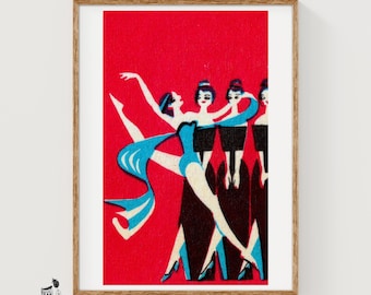 Professionelle Tänzer – Streichholzschachtel-Druck – Ästhetische Wandkunst – Vintage-Kunst aus Osteuropa – Streichholzschachtel-Wandposter – Vintage-Posterdruck
