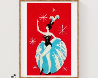 Konsttryck med dansare, Matchbox, rysk vintage, mitten av århundradet (vardagsrumsdekor)