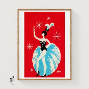 White Dress Dancer - Matchbox Print - Aesthetic Wall Art - Vintage Eastern Europe Art - Matchbox Wall Poster - Vintage Poster Print