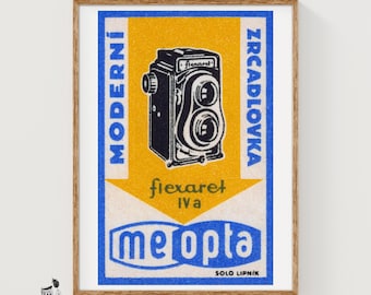 Vintage Camera - Matchbox Print - Czech Wall Art - Vintage Czech Art - Matchbox Wall Poster - Vintage Poster Print