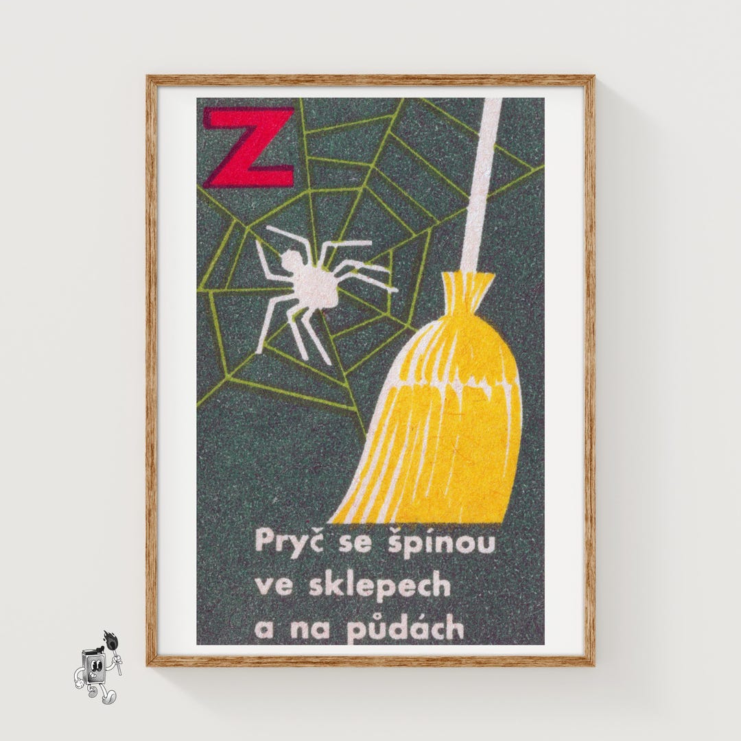 Clean Spiders: Vintage Czech Matchbox Label Print - Etsy