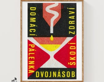 Distillation Apparatus Matchbox Art Print, Czech Vintage Constructivist (Industrial Decor)