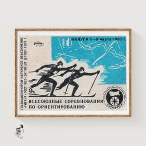 Ski Competition - Matchbox Print - Aesthetic Wall Art - Vintage Eastern Europe Art - Matchbox Wall Poster - Vintage Poster Print