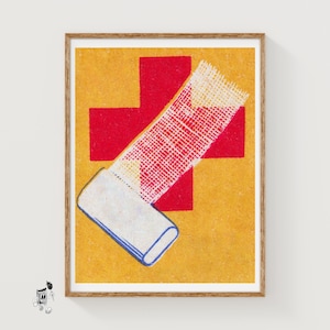 First Aid - Matchbox Print - Aesthetic Wall Art - Vintage Eastern Europe Art - Matchbox Wall Poster - Vintage Poster Print