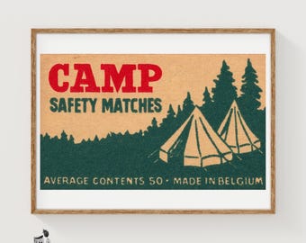 Camp - Vintage Belgian Matchbox Label Print