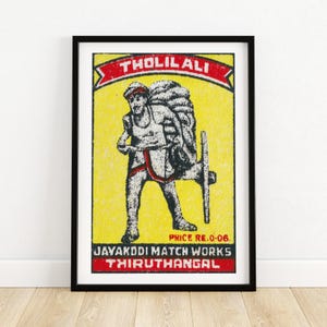 Wózek transportowy dla człowieka - Wydruk w pudełku zapałek - Estetyczna sztuka ścienna - Sztuka w stylu vintage - Plakat ścienny w pudełku zapałek - Wydruk plakatu w stylu vintage