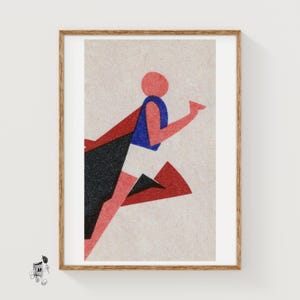Athlete Running - Matchbox Print - Czech Wall Art - Vintage Czech Art - Matchbox Wall Poster - Vintage Poster Print
