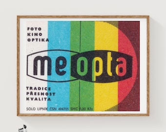 Meopta Brand Matchbox Art Print, Czechoslovakian Vintage Modernist (Industrial Decor)