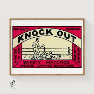 Knock Out Boxen - Streichholzschachtel Druck - Ästhetische Wandkunst - Vintage Schwedische Kunst - Streichholzschachtel Wandposter - Vintage Poster Druck