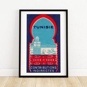 Tunisia - Matchbox Print - Sweden Wall Art - Vintage Sweden Art - Matchbox Wall Poster - Vintage Poster Print