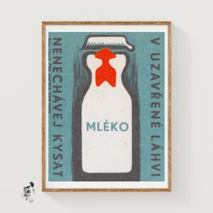 Milk Bottle - Matchbox Print - Aesthetic Wall Art - Vintage Art - Matchbox Wall Poster - Vintage Poster Print