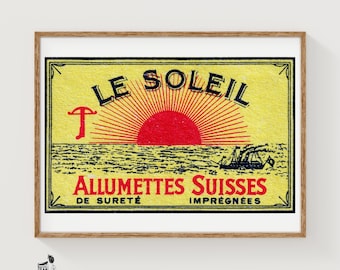 Soluppgång - Matchbox-tryck - Estetisk väggkonst - Vintage Sverige-konst - Matchbox-väggposter - Vintage-affischtryck