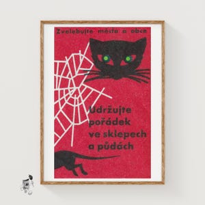 Cats Create Order - Matchbox Print - Czech Wall Art - Vintage Czech Art - Matchbox Wall Poster - Vintage Poster Print