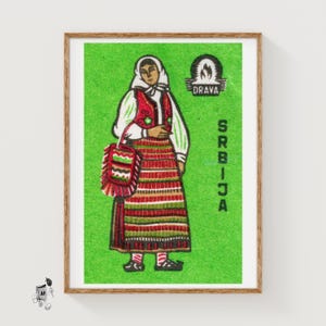 Serbian Woman - Matchbox Print - Aesthetic Wall Art - Vintage Eastern Europe Art - Matchbox Wall Poster - Vintage Poster Print