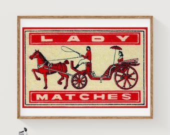 Häst och vagn - Matchbox-tryck - Estetisk väggkonst - Vintage holländsk konst - Matchbox-väggposter - Vintage-affischtryck