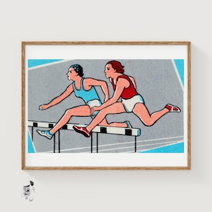 Track Athletes - Matchbox Print - Aesthetic Wall Art - Vintage Eastern Europe Art - Matchbox Wall Poster - Vintage Poster Print