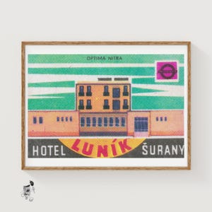 Hotel Lunik Surany - Matchbox Print - Aesthetic Wall Art - Vintage Art - Matchbox Wall Poster - Vintage Poster Print