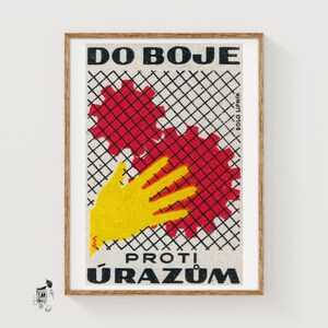 Factory Safety - Matchbox Print - Czech Wall Art - Vintage Czech Art - Matchbox Wall Poster - Vintage Poster Print