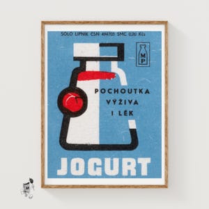 Yogurt Jar - Matchbox Print - Aesthetic Wall Art - Vintage Art - Matchbox Wall Poster - Vintage Poster Print