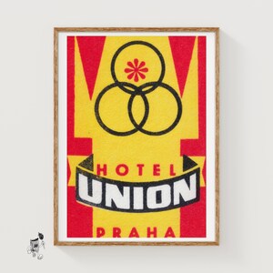 Hotel Union Prague - Matchbox Print - Aesthetic Wall Art - Vintage Art - Matchbox Wall Poster - Vintage Poster Print