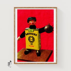 Cigarette Footballer - Matchbox Print - Aesthetic Wall Art - Vintage Dutch Art - Matchbox Wall Poster - Vintage Poster Print