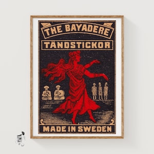 The Bayadere - Matchbox Print - Sweden Wall Art - Vintage Sweden Art - Matchbox Wall Poster - Vintage Poster Print