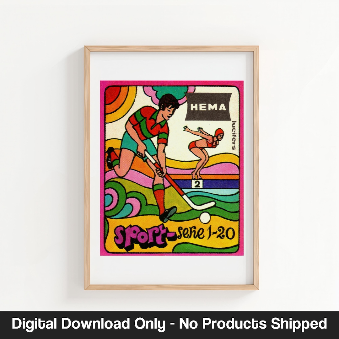 Hockey Player Diving Board Scene - Vintage Sports Illustration ...