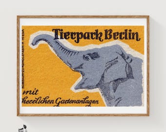 Orange Elephant - Matchbox Print - Aesthetic Wall Art - Vintage Eastern Europe Art - Matchbox Wall Poster - Vintage Poster Print