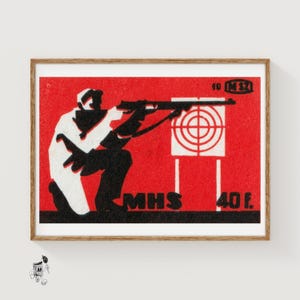 Marksman - Matchbox Print - Aesthetic Wall Art - Vintage Eastern Europe Art - Matchbox Wall Poster - Vintage Poster Print