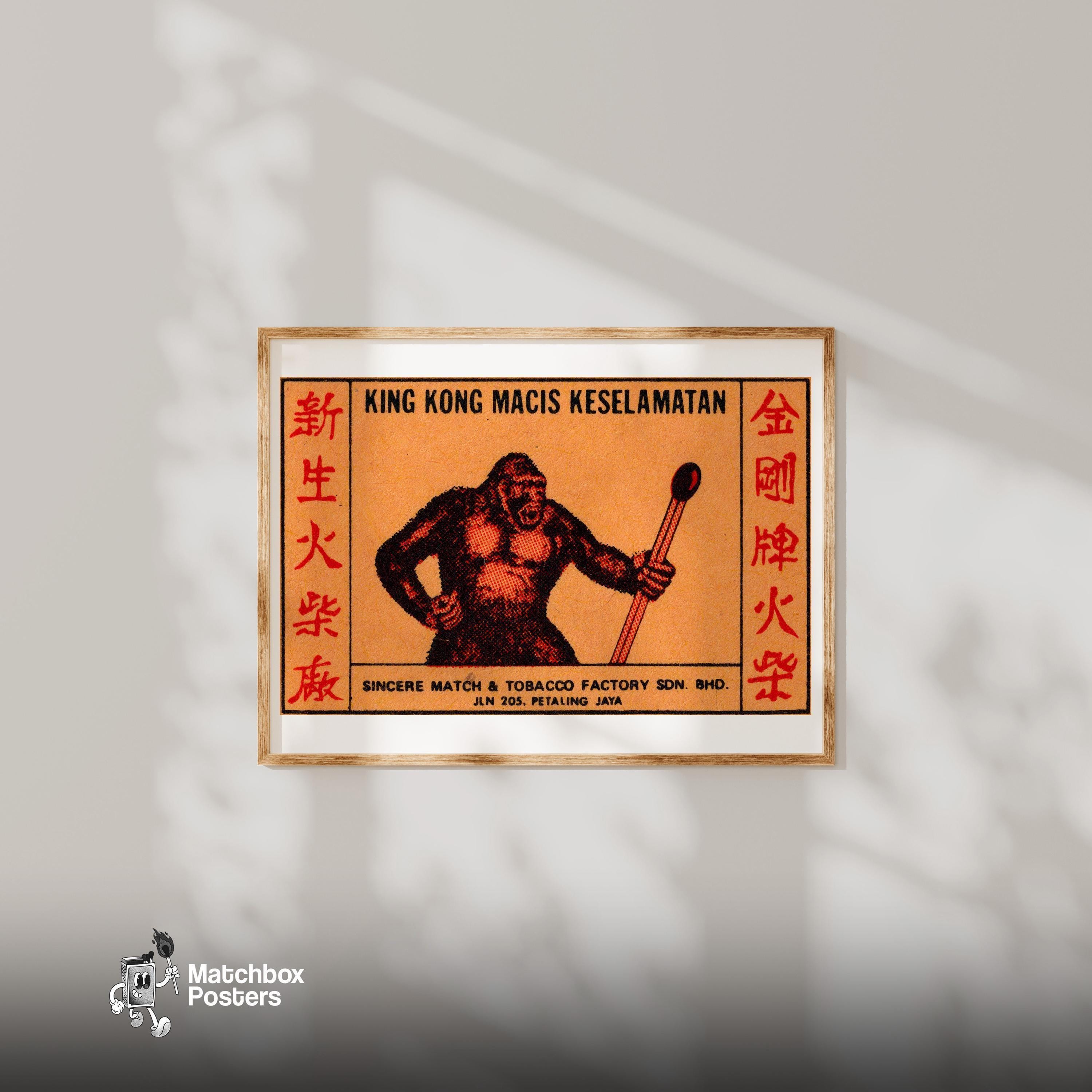 Gorilla Holding A Large Matchstick Malaysia Mid-century Matchbox