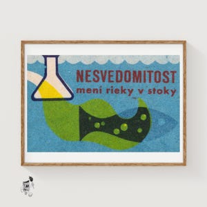 Chemicals Poison Fish - Matchbox Print - Czech Wall Art - Vintage Czech Art - Matchbox Wall Poster - Vintage Poster Print