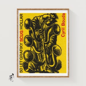 Yellow Tuba Player - Matchbox Print - Czech Wall Art - Vintage Czech Art - Matchbox Wall Poster - Vintage Poster Print