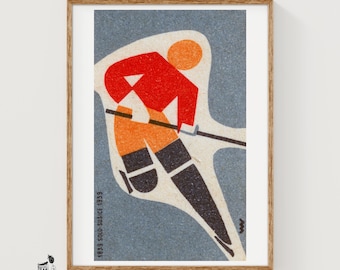 Ice Hockey Player - Matchbox Print - Czech Wall Art - Vintage Czech Art - Matchbox Wall Poster - Vintage Poster Print