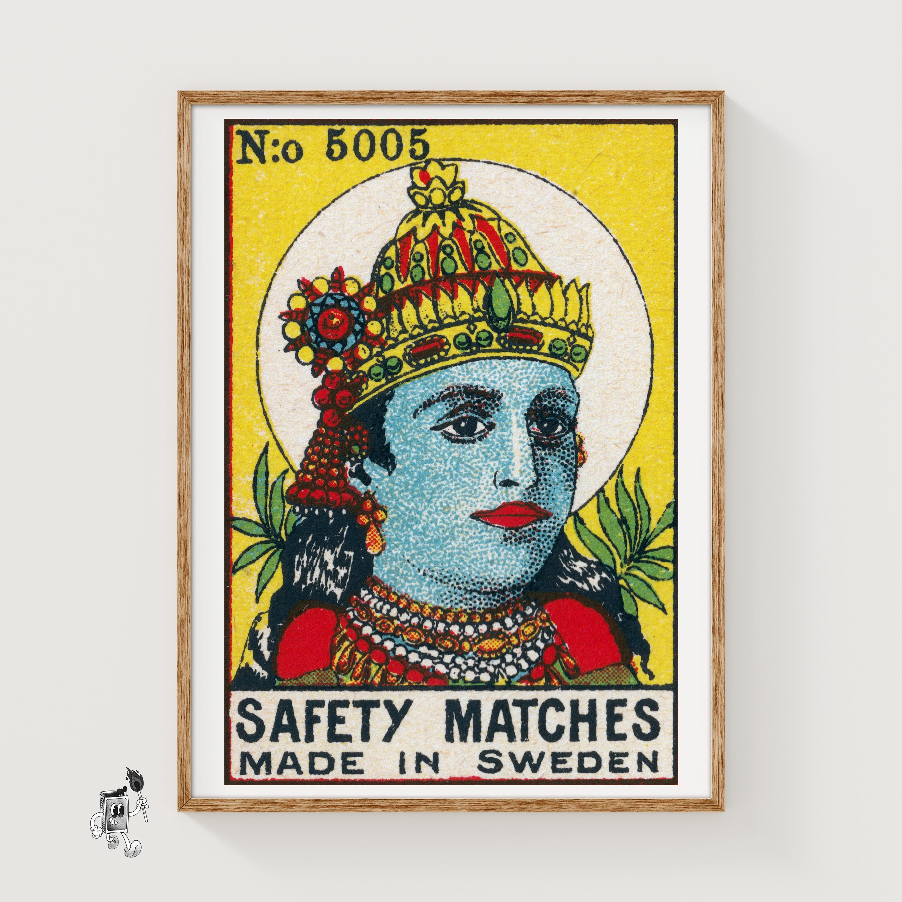 Vishnu Indian God - Matchbox Print - India Wall Art - Vintage India Art ...