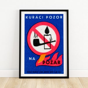 No Pipes or Candles - Matchbox Print - Czech Wall Art - Vintage Czech Art - Matchbox Wall Poster - Vintage Poster Print