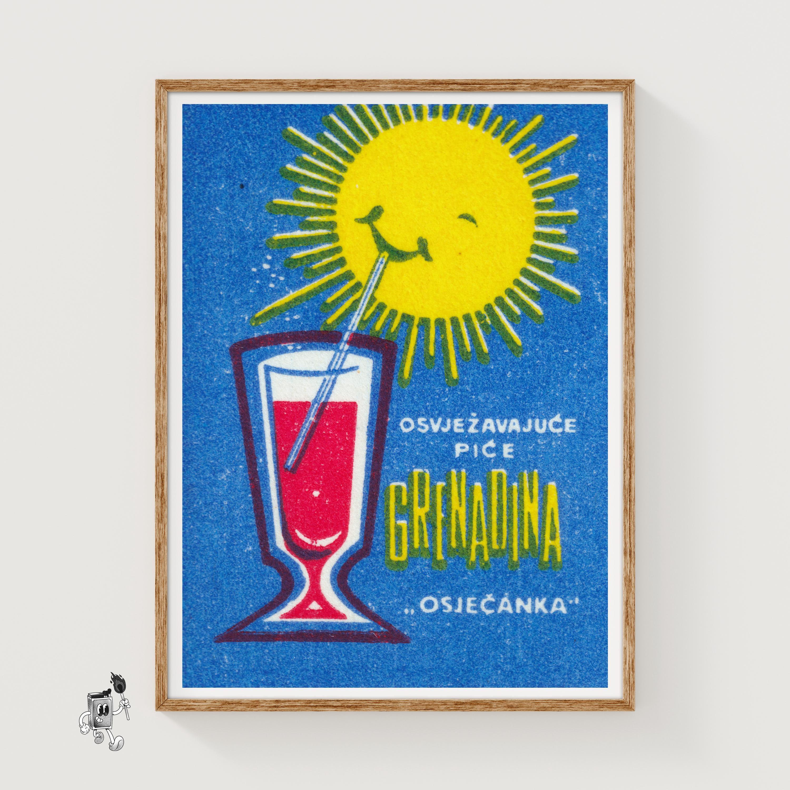 With Genna/マッケンジー ソープ/ポスター Grenadine Drink Matchbox Art Print, Croatian Vintage Mid-century