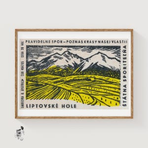 Yellow Fields - Matchbox Print - Czech Wall Art - Vintage Czech Art - Matchbox Wall Poster - Vintage Poster Print
