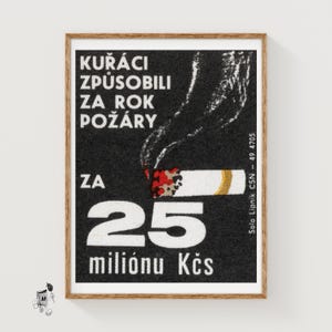 Cost of Fires From Cigarettes - Matchbox Print - Aesthetic Wall Art - Vintage Art - Matchbox Wall Poster - Vintage Poster Print