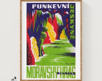 Grotinterieur Matchbox Art Print, Tsjechische vintage volkskunst (groen decor)
