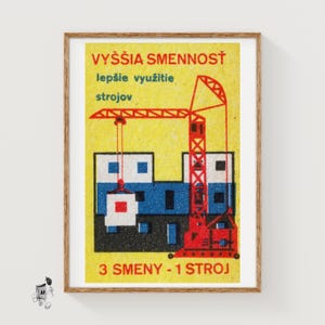 Red Construction Crane - Matchbox Print - Aesthetic Wall Art - Vintage Art - Matchbox Wall Poster - Vintage Poster Print