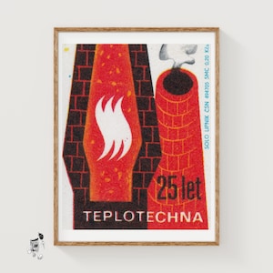 Brick Smoke Stacks - Matchbox Print - Aesthetic Wall Art - Vintage Art - Matchbox Wall Poster - Vintage Poster Print
