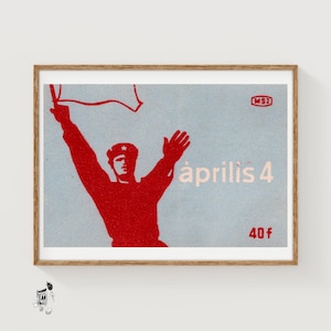 Revolutionär - Streichholzschachtel Druck - Tschechische Wandkunst - Vintage Tschechische Kunst - Streichholzschachtel Wandplakat - Vintage Poster Druck
