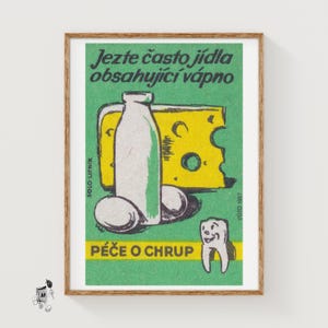 Eggs, Milk and Cheese - Matchbox Print - Aesthetic Wall Art - Vintage Art - Matchbox Wall Poster - Vintage Poster Print