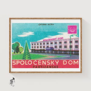 Community House - Matchbox Print - Aesthetic Wall Art - Vintage Art - Matchbox Wall Poster - Vintage Poster Print