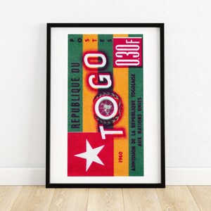 Togo Flagge - Vintage Afrikanische Kunst - Briefmarke Druck - Ästhetische Wandkunst - Briefmarke Wand Poster - Vintage Poster Druck