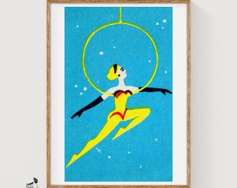 Hoop Dancer – Streichholzschachtel-Druck – Ästhetische Wandkunst – Vintage-Kunst aus Osteuropa – Streichholzschachtel-Wandposter – Vintage-Posterdruck