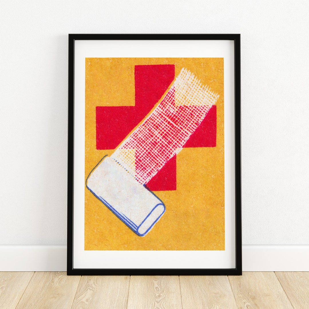 First Aid Matchbox Print Aesthetic Wall Art Vintage Eastern Europe Art