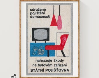 Red Modern Furniture - Matchbox Print - Aesthetic Wall Art - Vintage Art - Matchbox Wall Poster - Vintage Poster Print