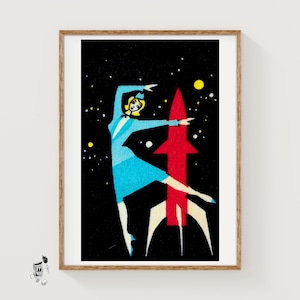 Rocket Dancer - Matchbox Print - Aesthetic Wall Art - Vintage Eastern Europe Art - Matchbox Wall Poster - Vintage Poster Print